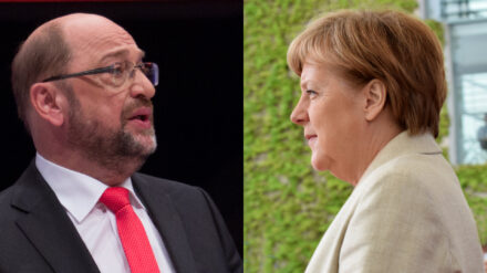 Stehen sich am Sonntag beim TV-Duell gegenüber: SPD-Herausforderer Martin Schulz und Angela Merkel