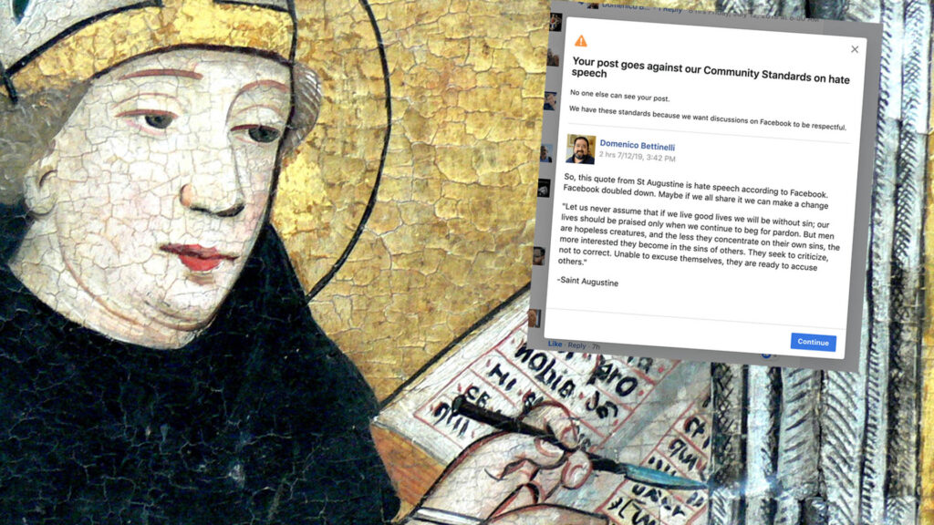 Ein Zitat des Kirchenvaters Augustinus wird von Facebook als „Hassrede“ eingestuft. Hier ein Bildnis aus dem Jahre 1440