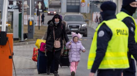 Flüchtlinge an der Grenze zwischen Polen und der Ukraine