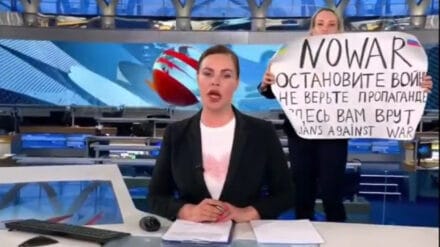 Protestaktion im russischen Fernsehen